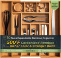 Carbonized Bamboo Kitchen Drawer Organizer - Deep Expandable Tray
