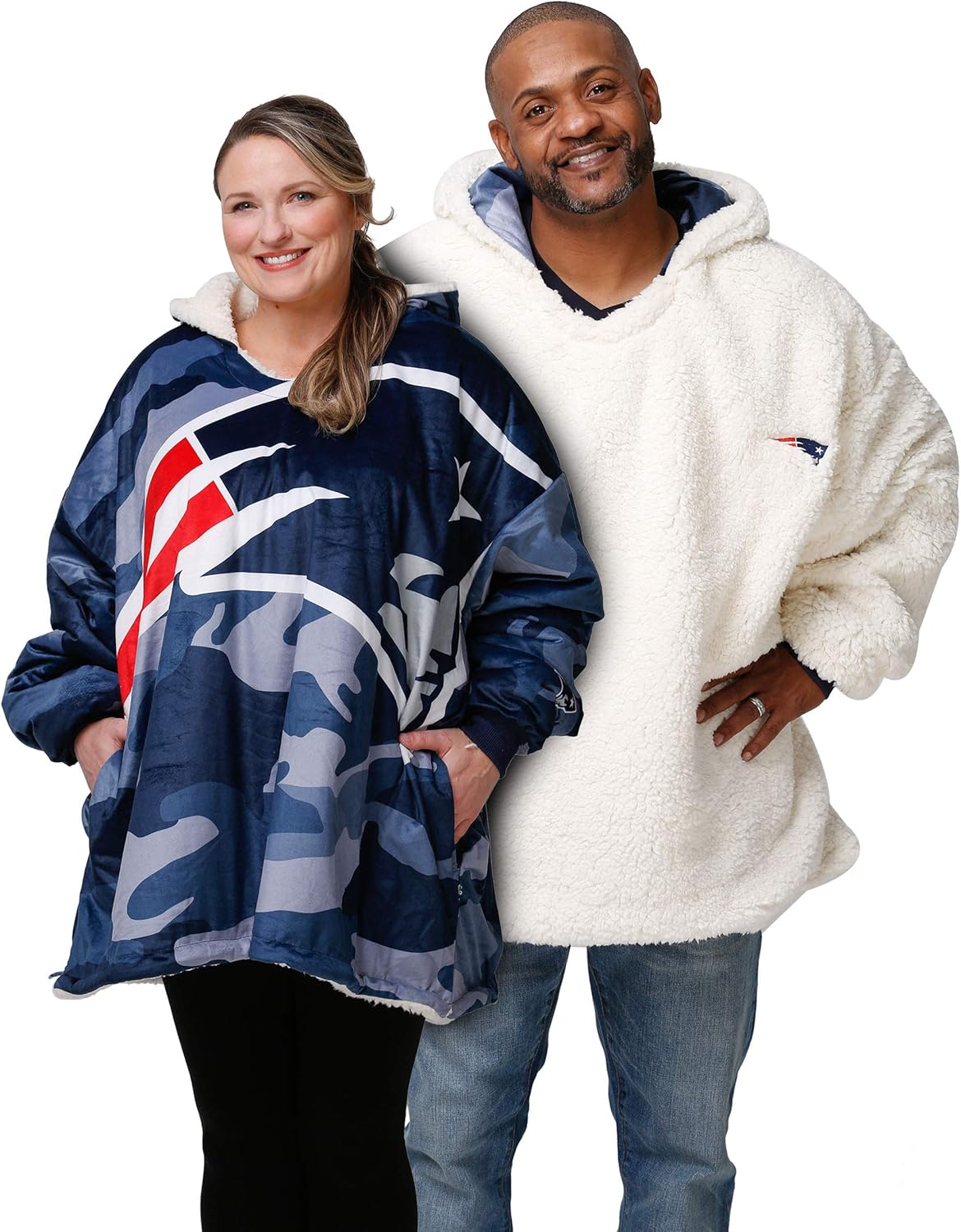 Foco NFL Team Logo Reversible Oversized Sherpa Hoodie Sweatshirt