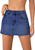 Mini Denim Skirt Mid Waist Mini Dress Jean Skirts - Stretch Fit