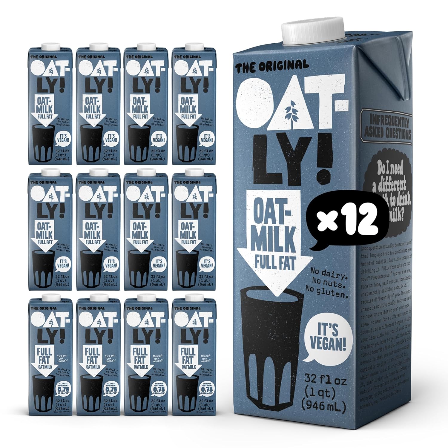 Oatly Full Fat Oatmilk - Perfectly Creamy Plant-Based Milk