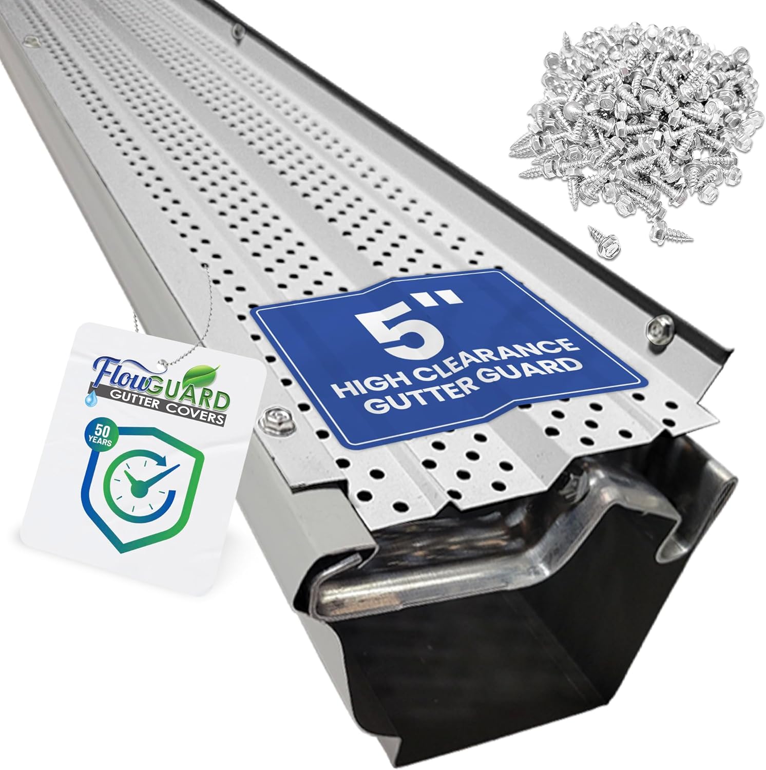 FlowGuard USA Made 5 Inch High Clearance Gutter Cover System