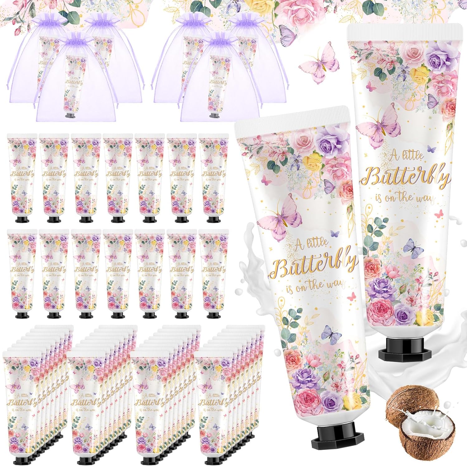 48 Sets Butterfly Hand Cream Gifts for Baby Showers and Parties