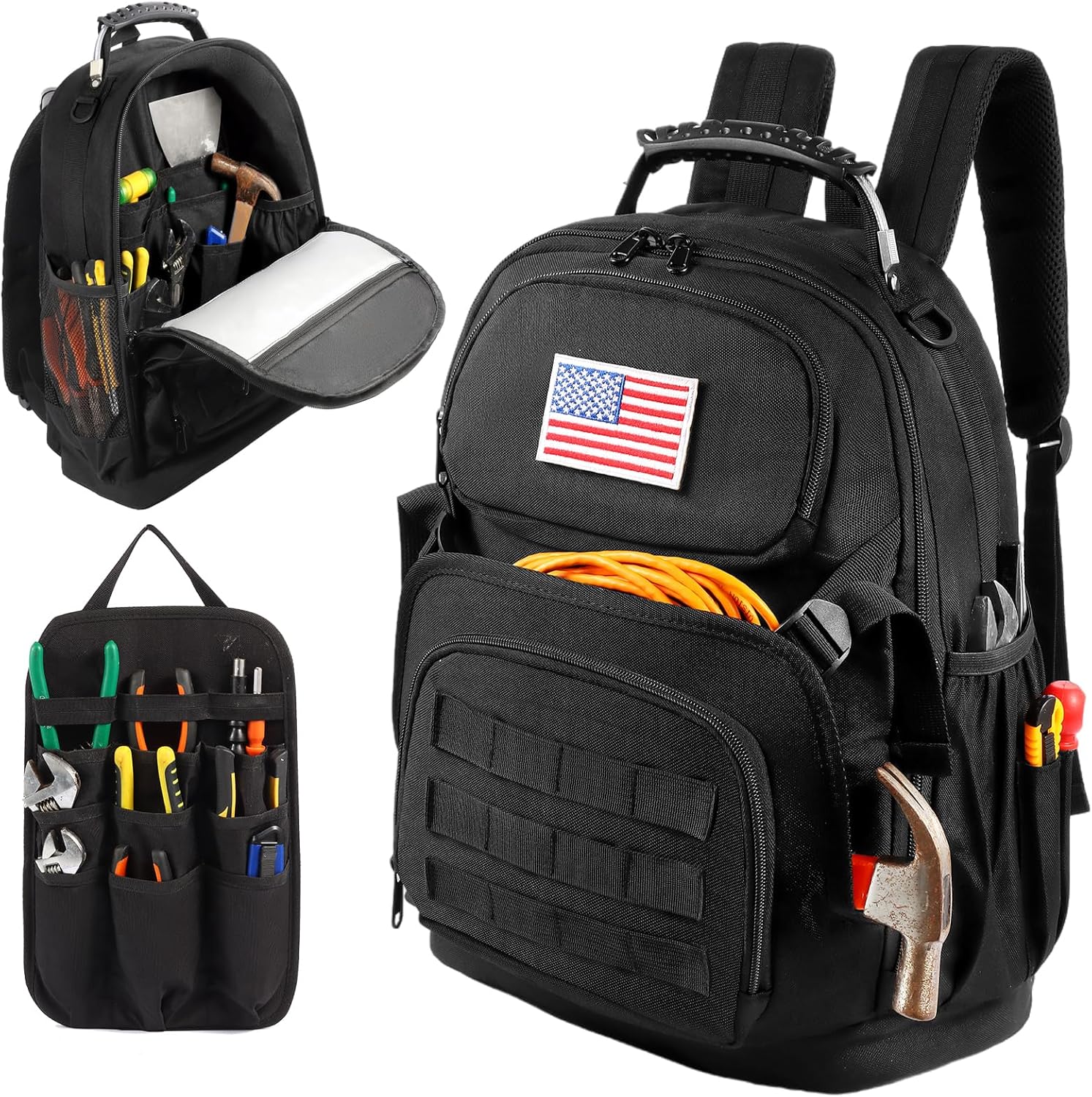Heavy Duty Tool Backpack with Padded Shoulder for Professionals