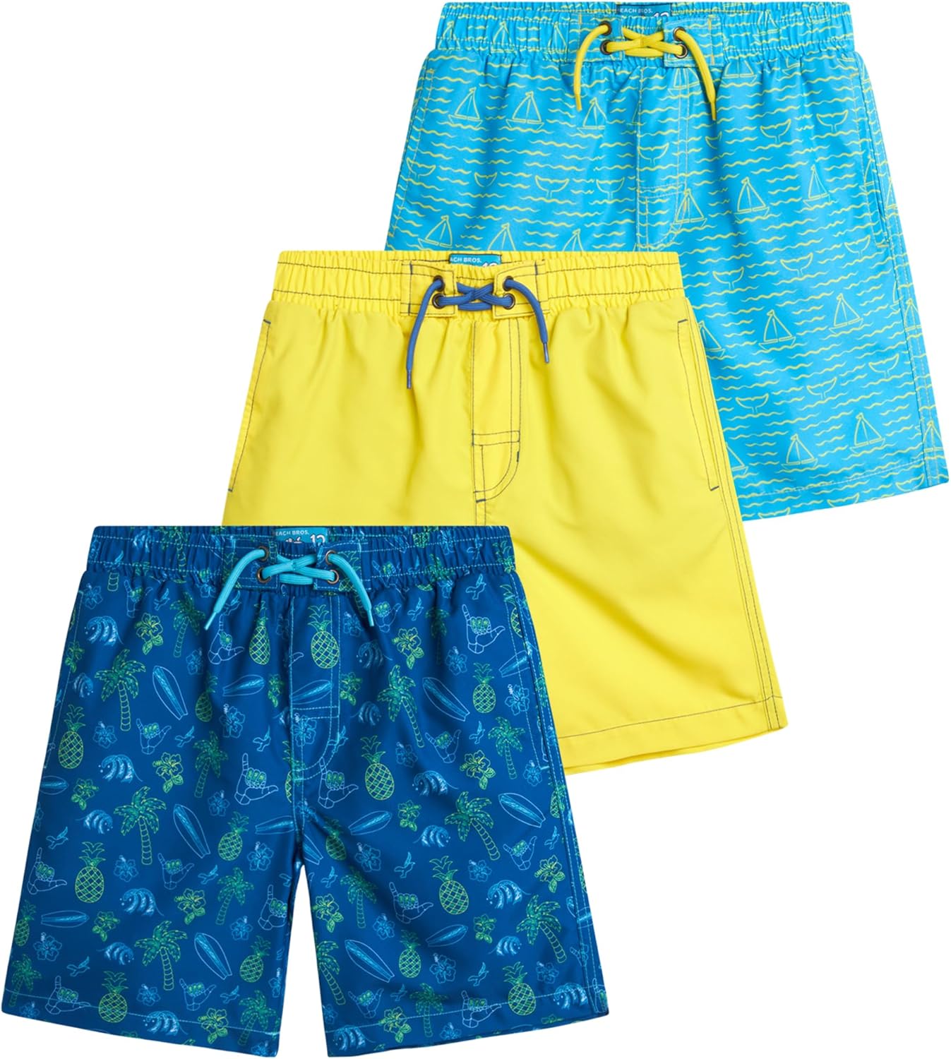 Boys' Swim Trunks 3 Pack UPF 50+ Quick Dry Board Shorts