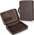 Top Grain Leather Bible Cover for Men Women - Dark Brown Classic