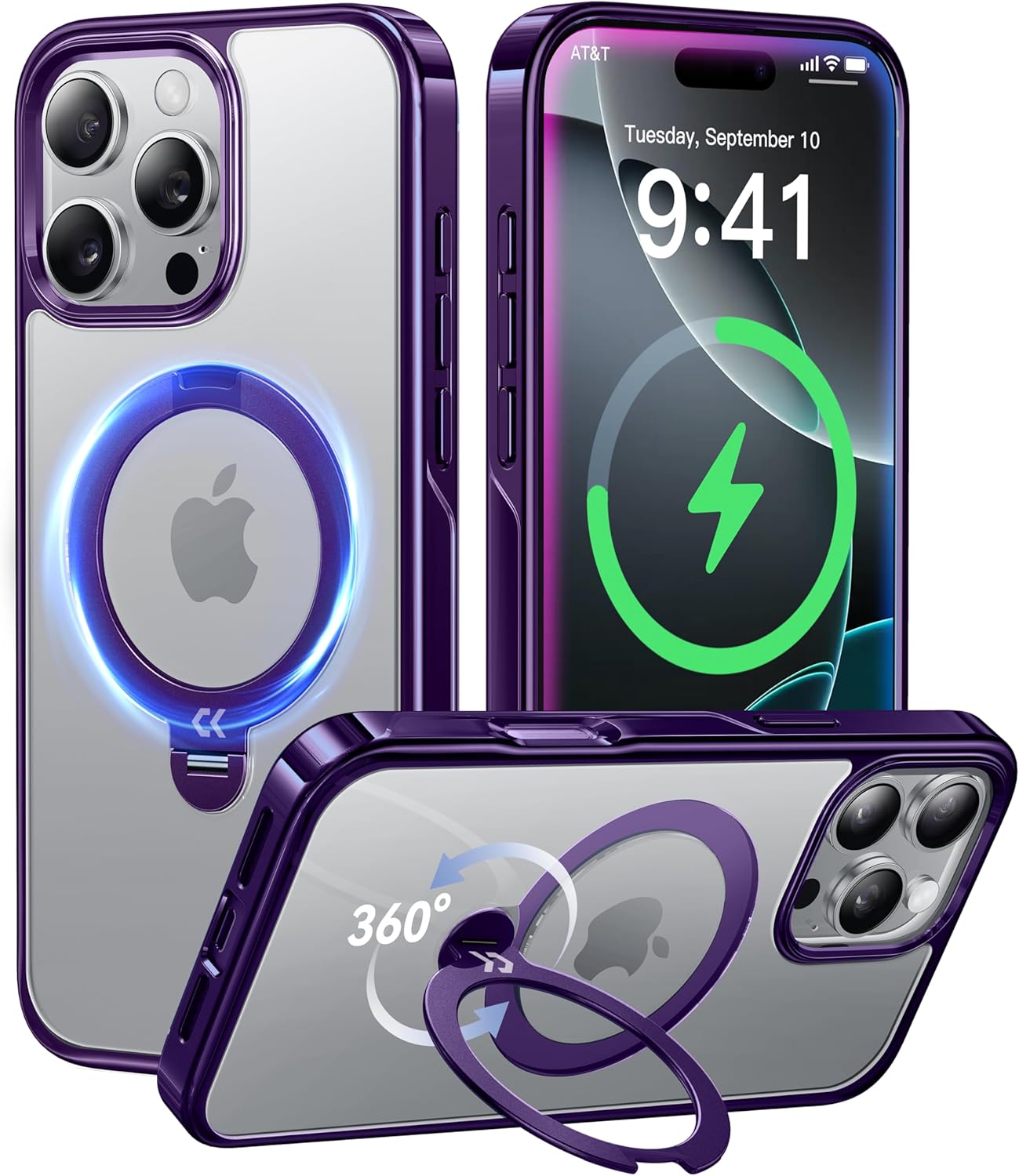 CASEKOO Titanium iPhone 16 Pro Max Case with 360 Spin Stand