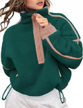 Women's Fleece Half Zip Pullover Oversized Crop Top - Warm Layer