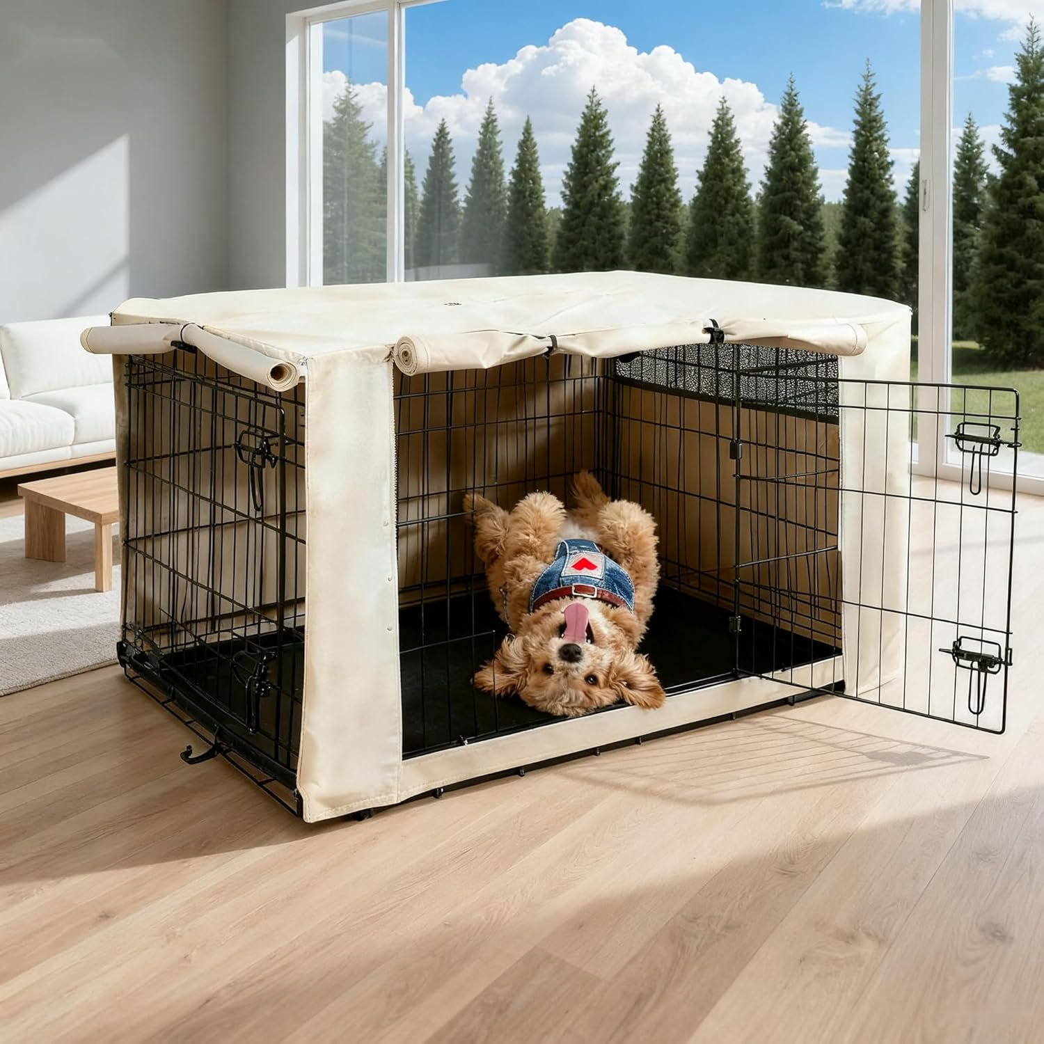 HiCaptain Breathable Dog Crate Cover for 54 Inch Crates