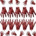 Halloween Skeleton Hands 5 Pairs Realistic Life Size Props - Blood Red