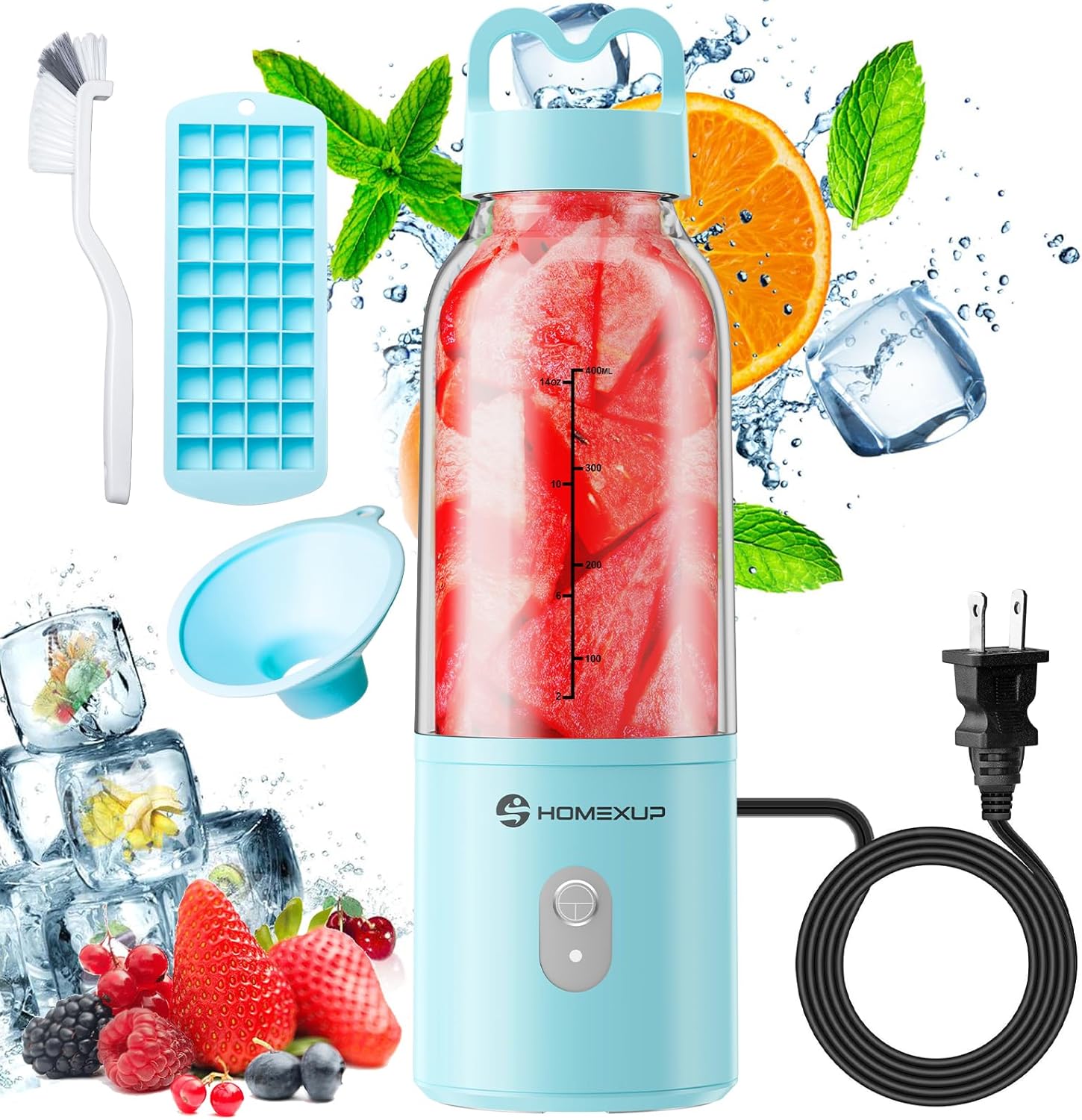 Compact & Powerful Blue Juicer Blender by HOMEXUP