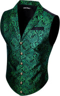 Mens Silk Victorian Vest Tie Set - Tailored Paisley Waistcoat