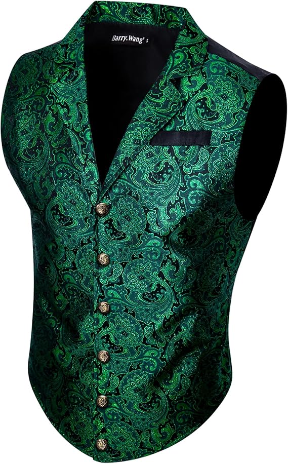 Barry.Wang Mens Silk Victorian Vest Tie Set for Formal Leisure