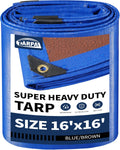 TARPAL 16x16 ft 16Mil Heavy Duty Waterproof Tarp - Tear-Resistant