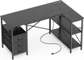 L Shaped Office Desk with Power Outlets - Compact Corner Workstation