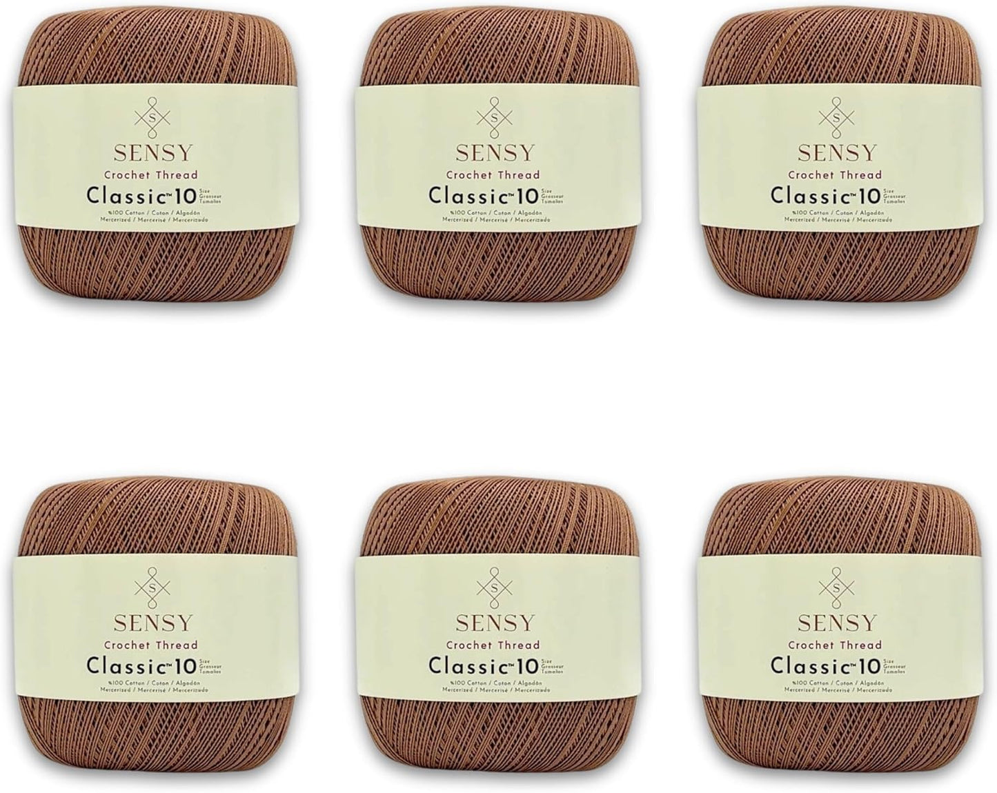 6 Skeins of Sensy Crochet Thread Classic Size 10 for Crafting