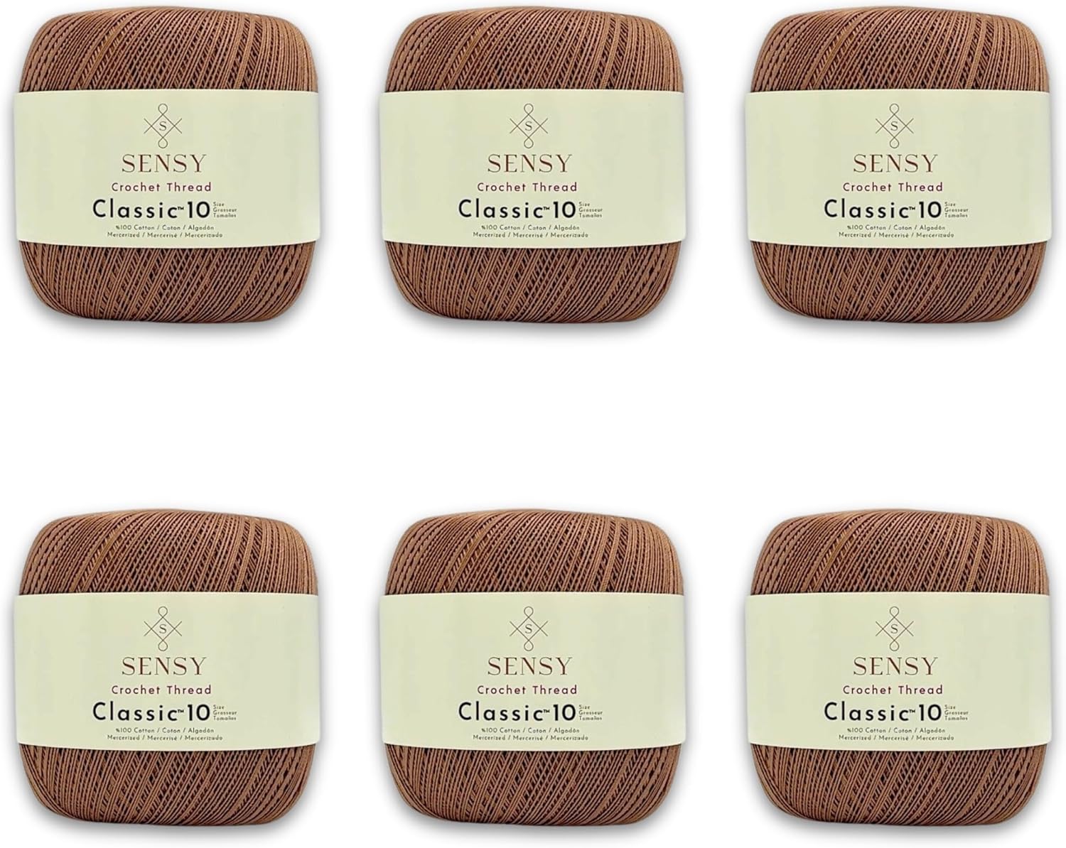 6 Skeins of Sensy Crochet Thread Classic Size 10 for Crafting