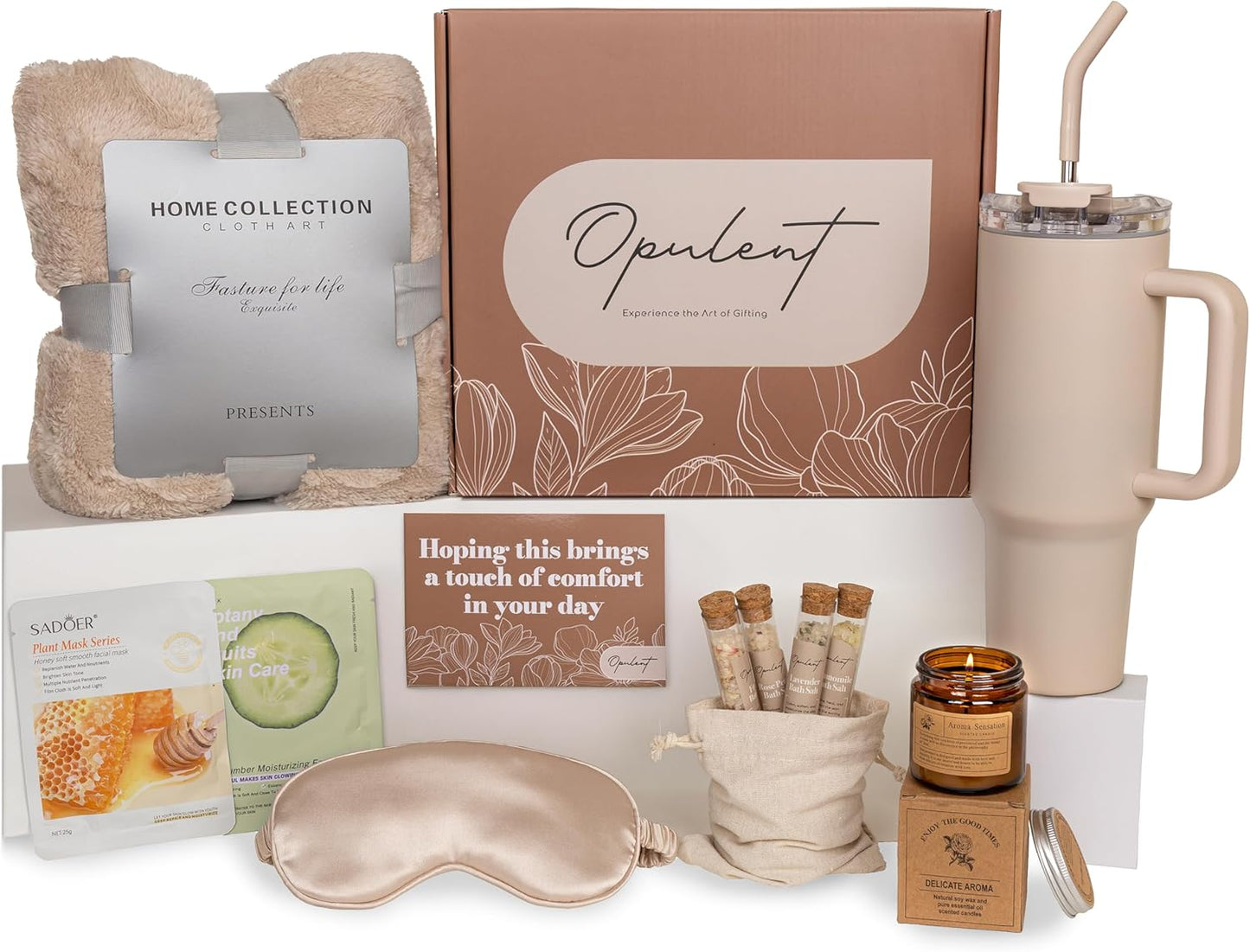 Self Care Gifts for Women: Cozy Blanket and Spa Set