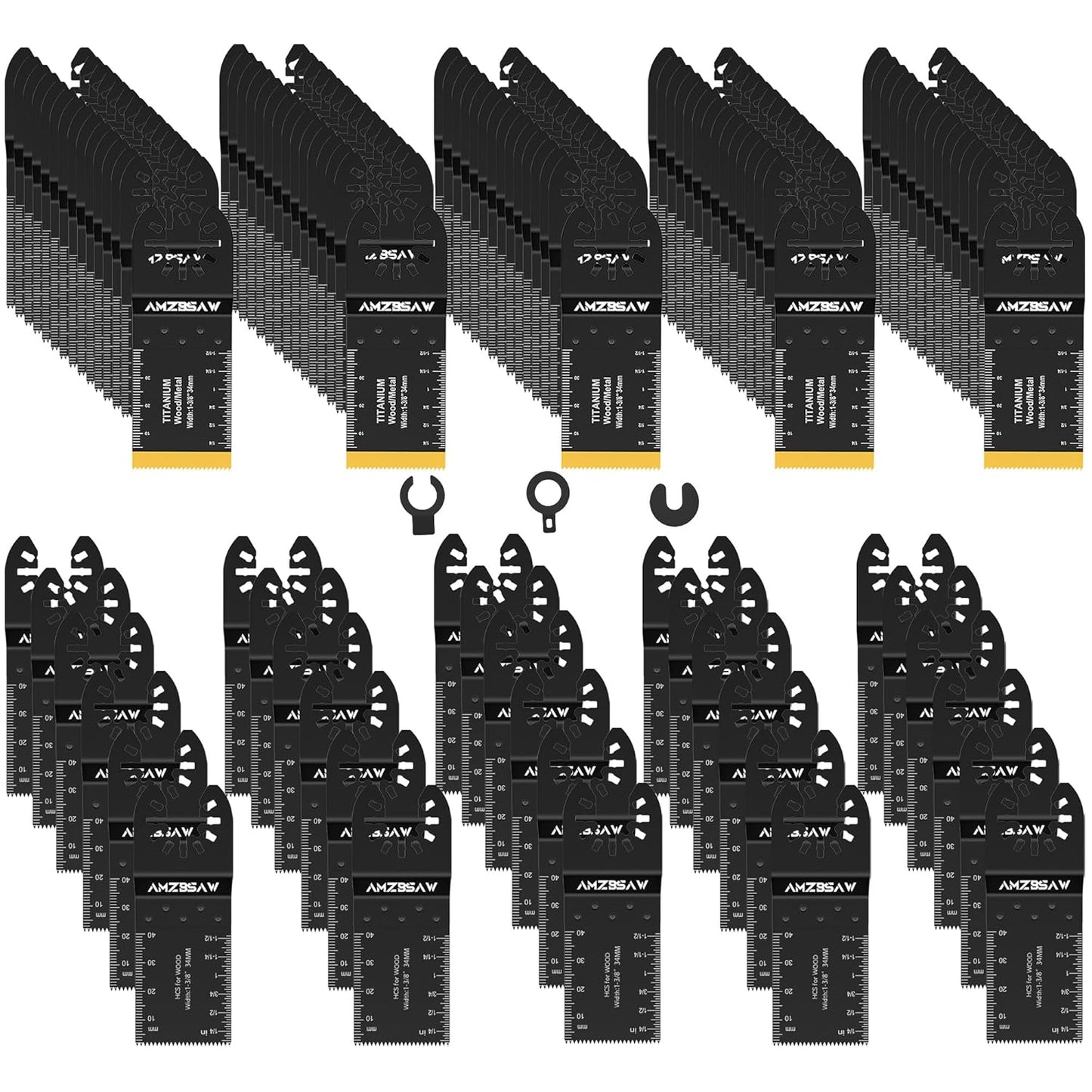 100 PCS Titanium and High Carbon Steel Saw Blades for Multi Tool