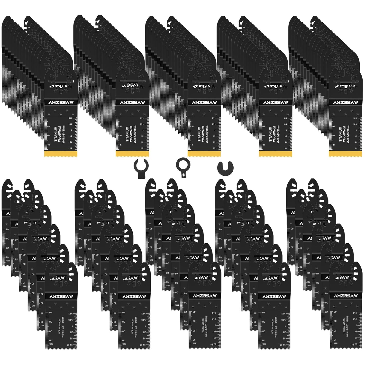 100 PCS Titanium and High Carbon Steel Saw Blades for Multi Tool