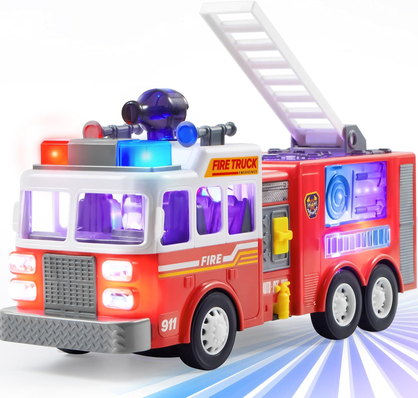 JOYIN LED Fire Truck Toy - Projected Lights & Sirens, Interactive Play