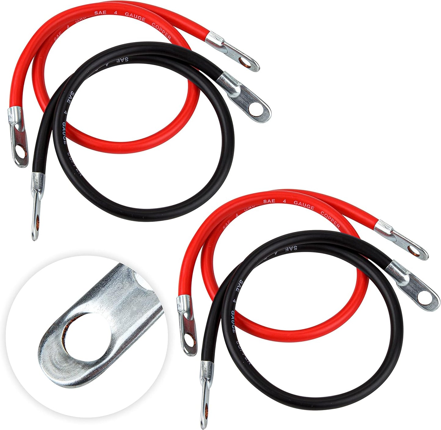 Cartman 4AWG 24-Inch Battery Inverter Cables Set for Vehicles