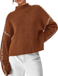 Chunky Knit Sweater for Women - Oversized Mock Neck Pullover 2025