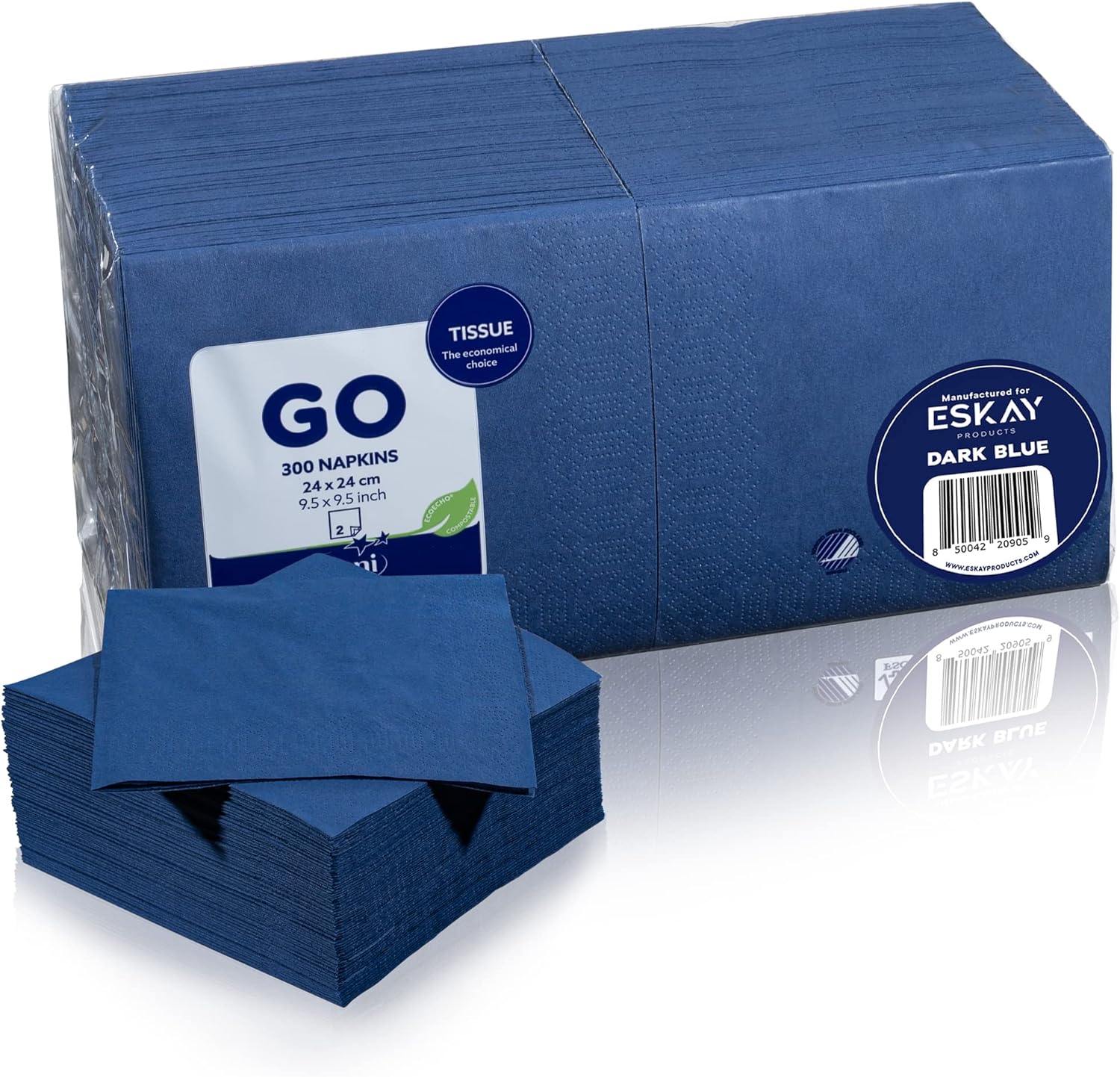 Premium Dark Blue Beverage Napkins - 2-Ply, 300 Count