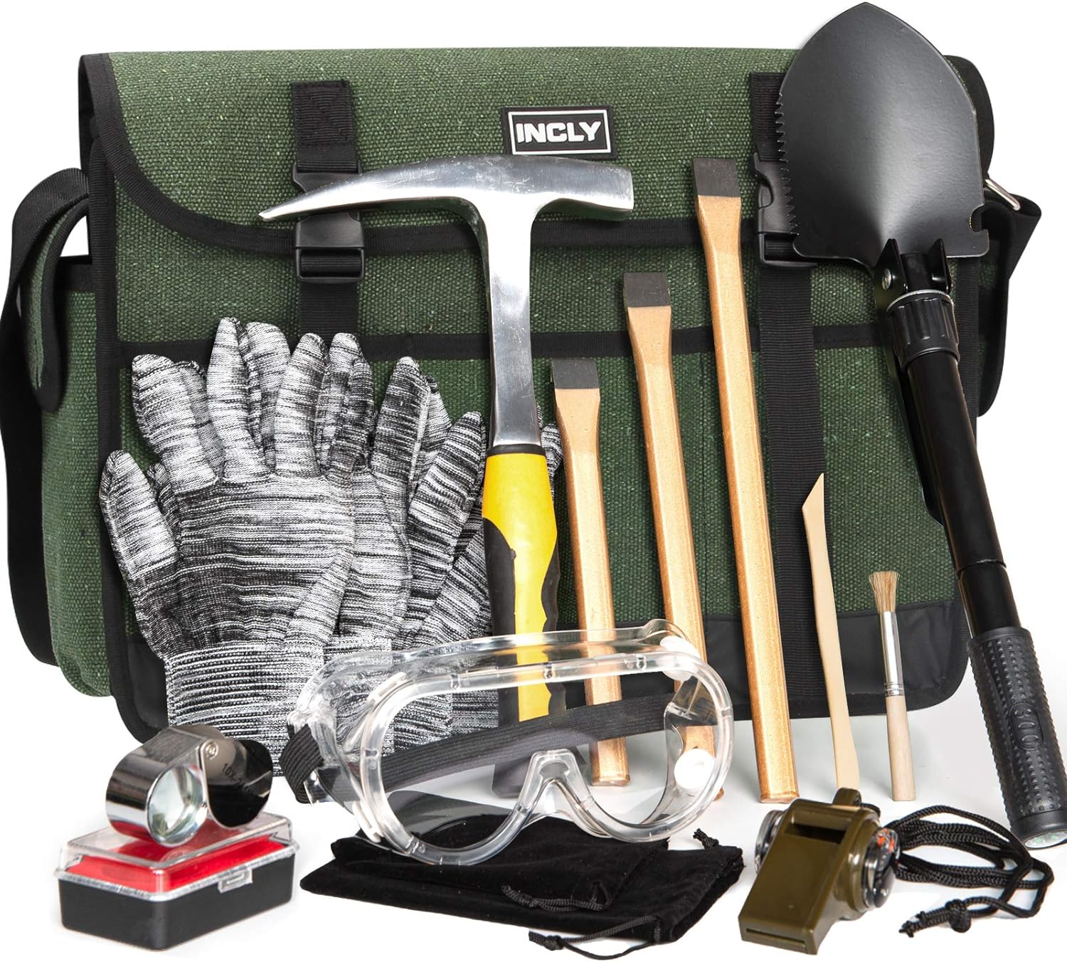 INCLY 15 PCS Geology Rock Pick Hammer Kit for Prospecting