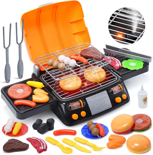 CUTE STONE Kids BBQ Set: Pretend Smoke, Lights & Sounds