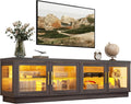 Rustic Farmhouse TV Stand w/ Storage & Glass Doors