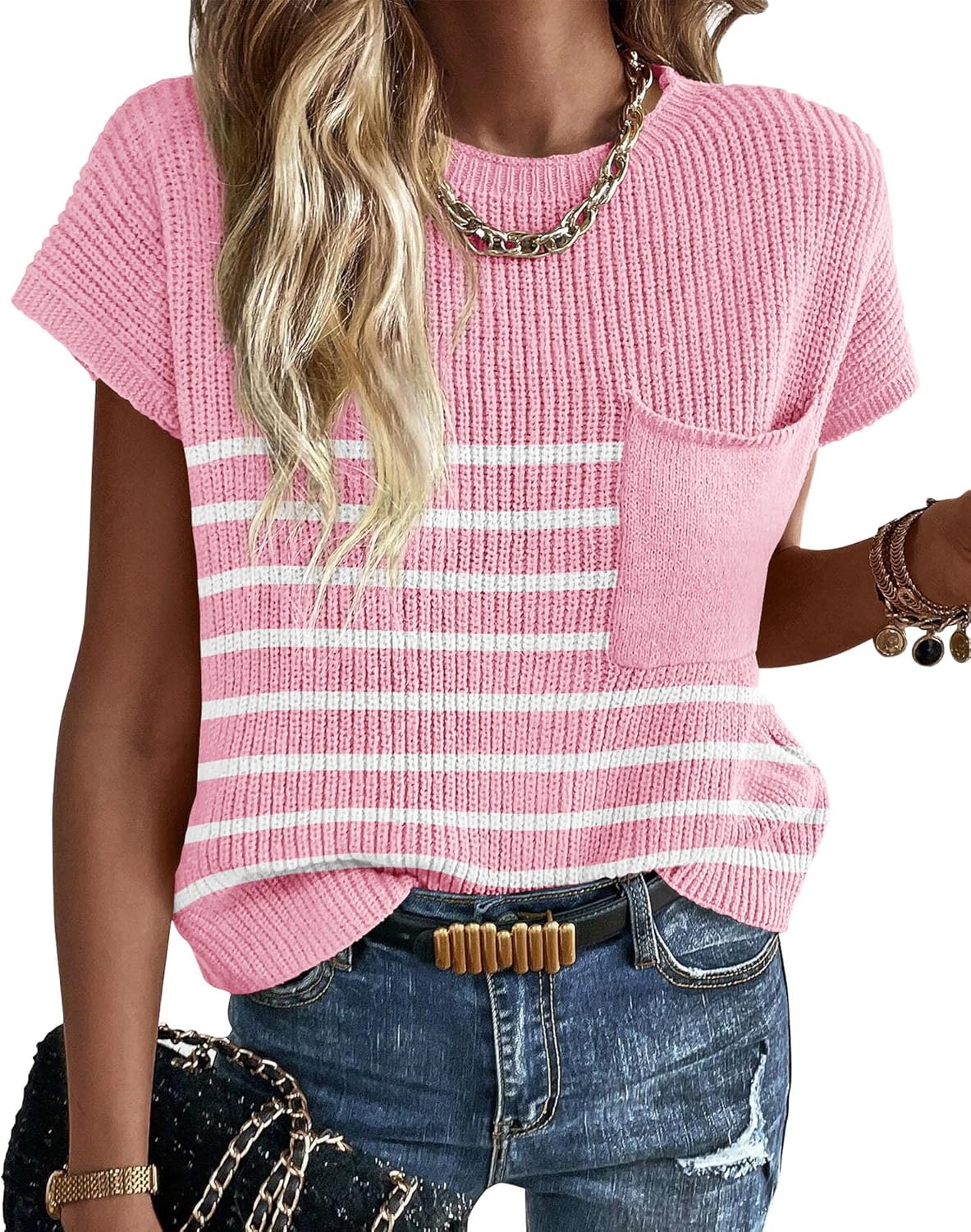 KIRUNDO Summer Fall Short Sleeve Sweater Vest for Women 2025