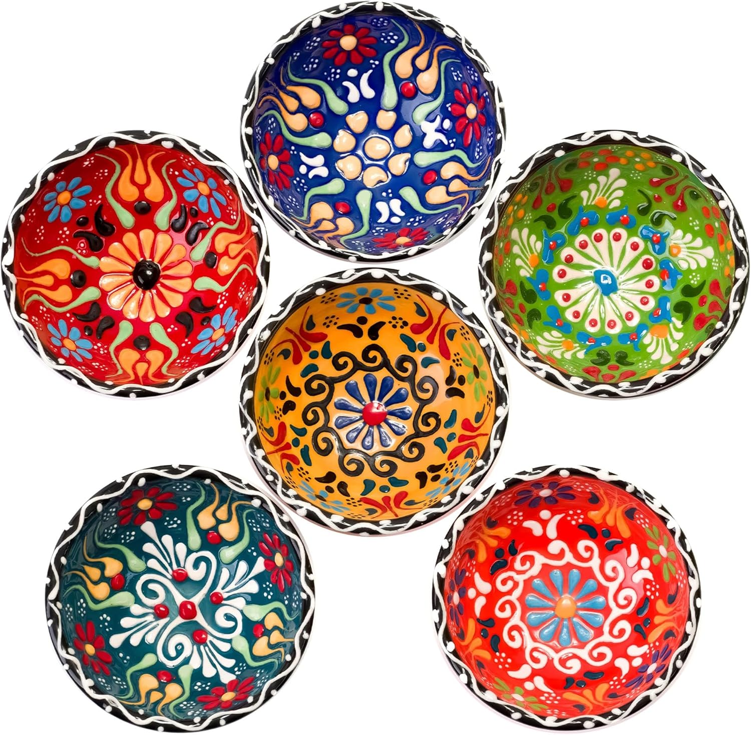 BCS Ceramic Pinch Bowls Set of 6 - Unique Dipping Dishes