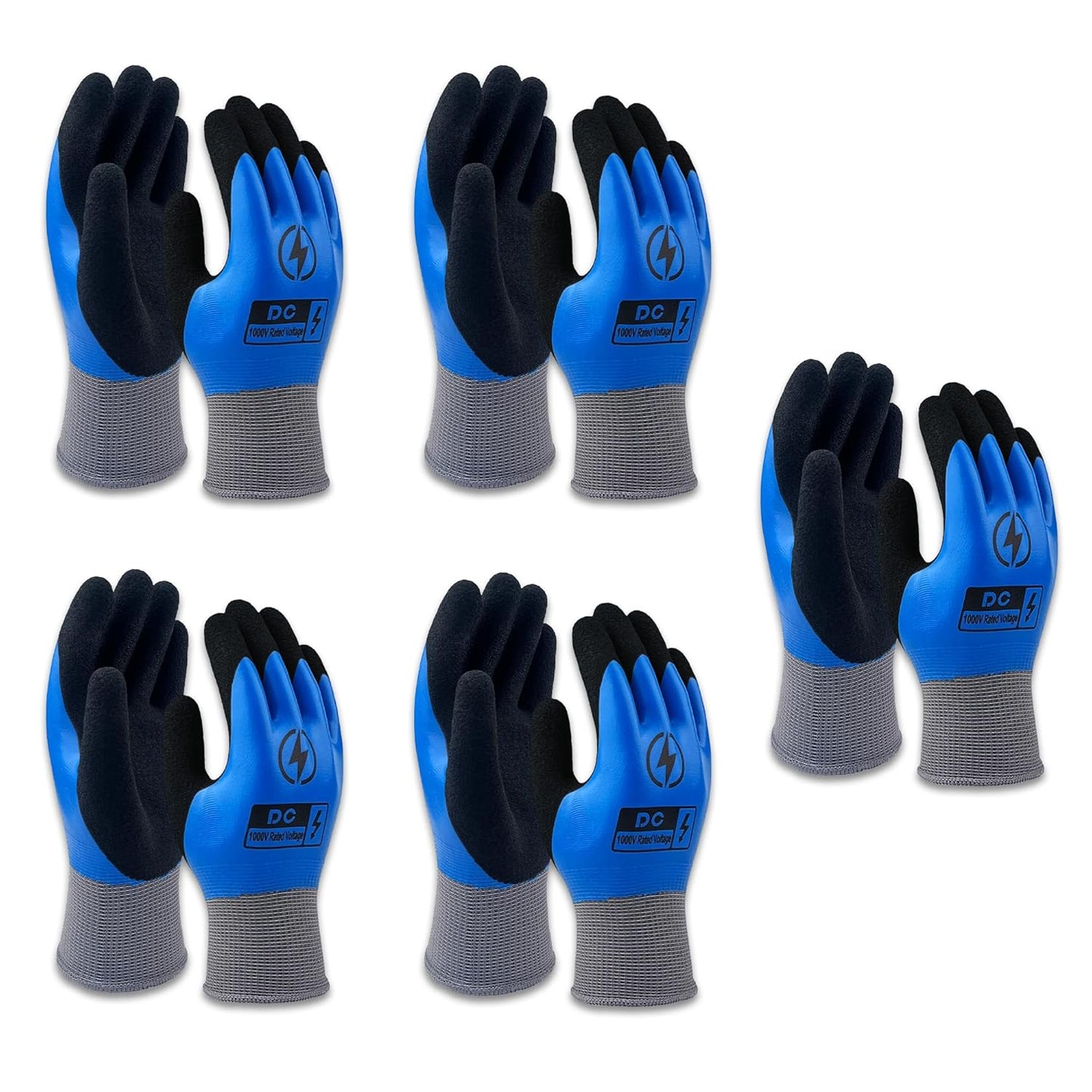 5 Pairs Insulated Electrician Gloves for Safe Electrical Work