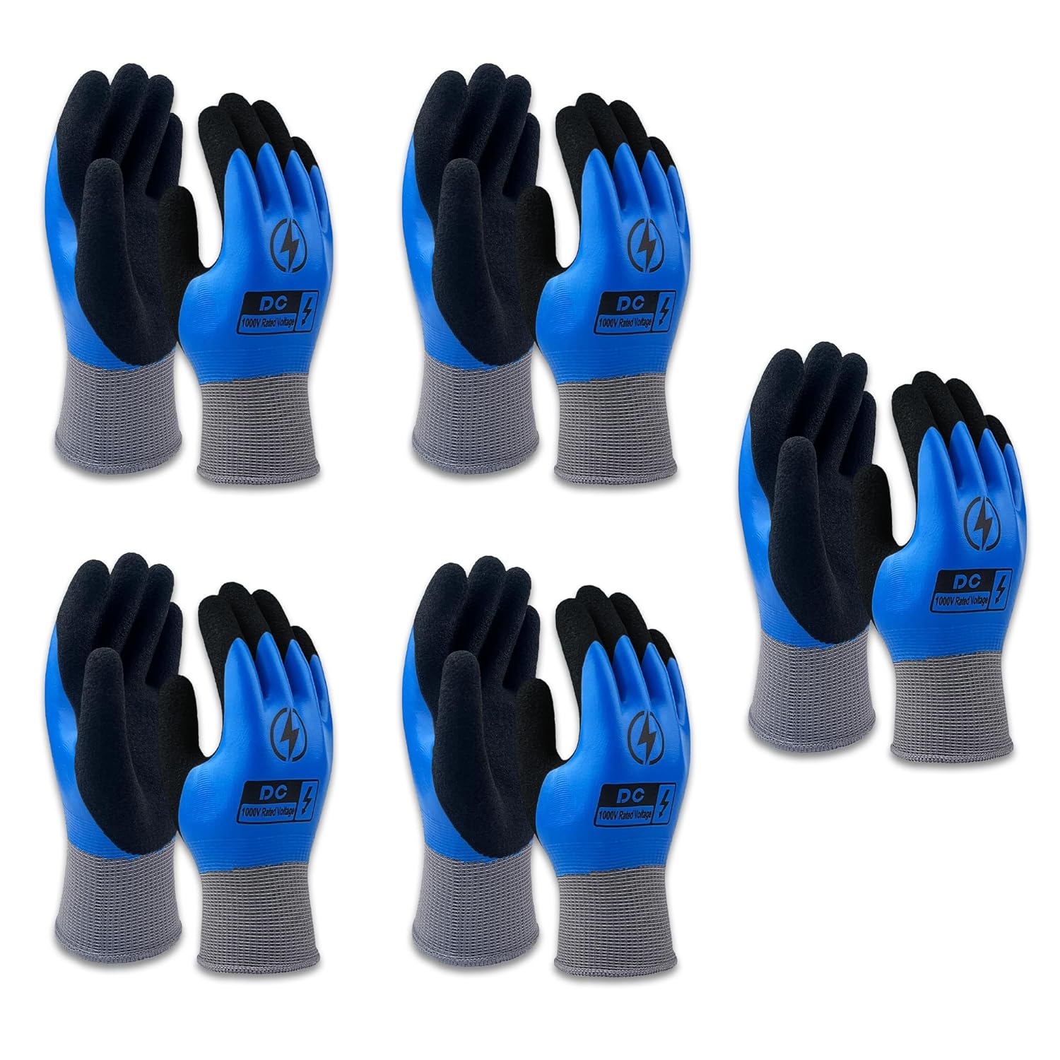 5 Pairs Insulated Electrician Gloves for Safe Electrical Work
