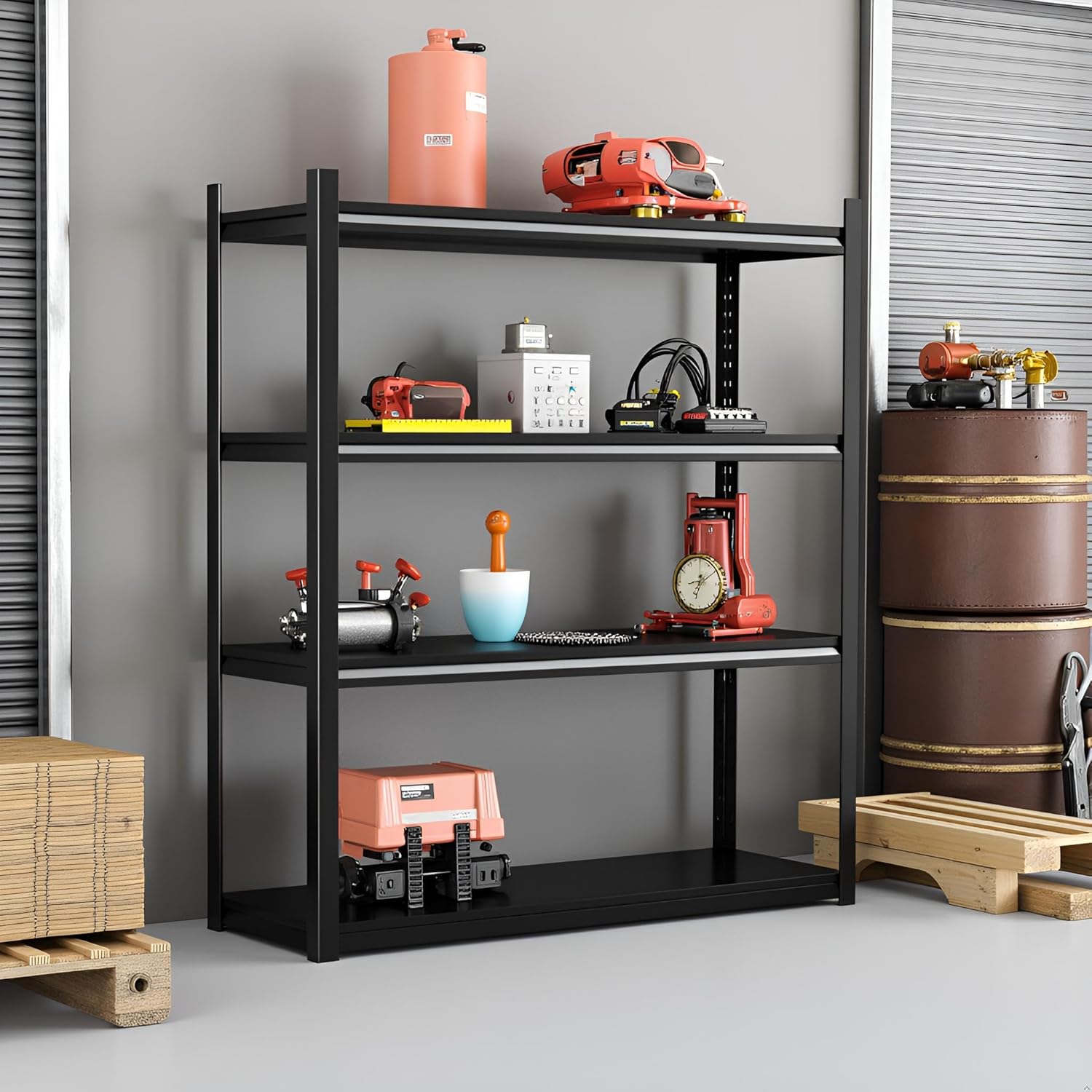 Heavy Duty 4-Tier Adjustable Metal Garage Shelving Unit for Storage