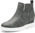 Womens Slip On High Top Wedge Sneakers - Hidden Heel Cozy Booties
