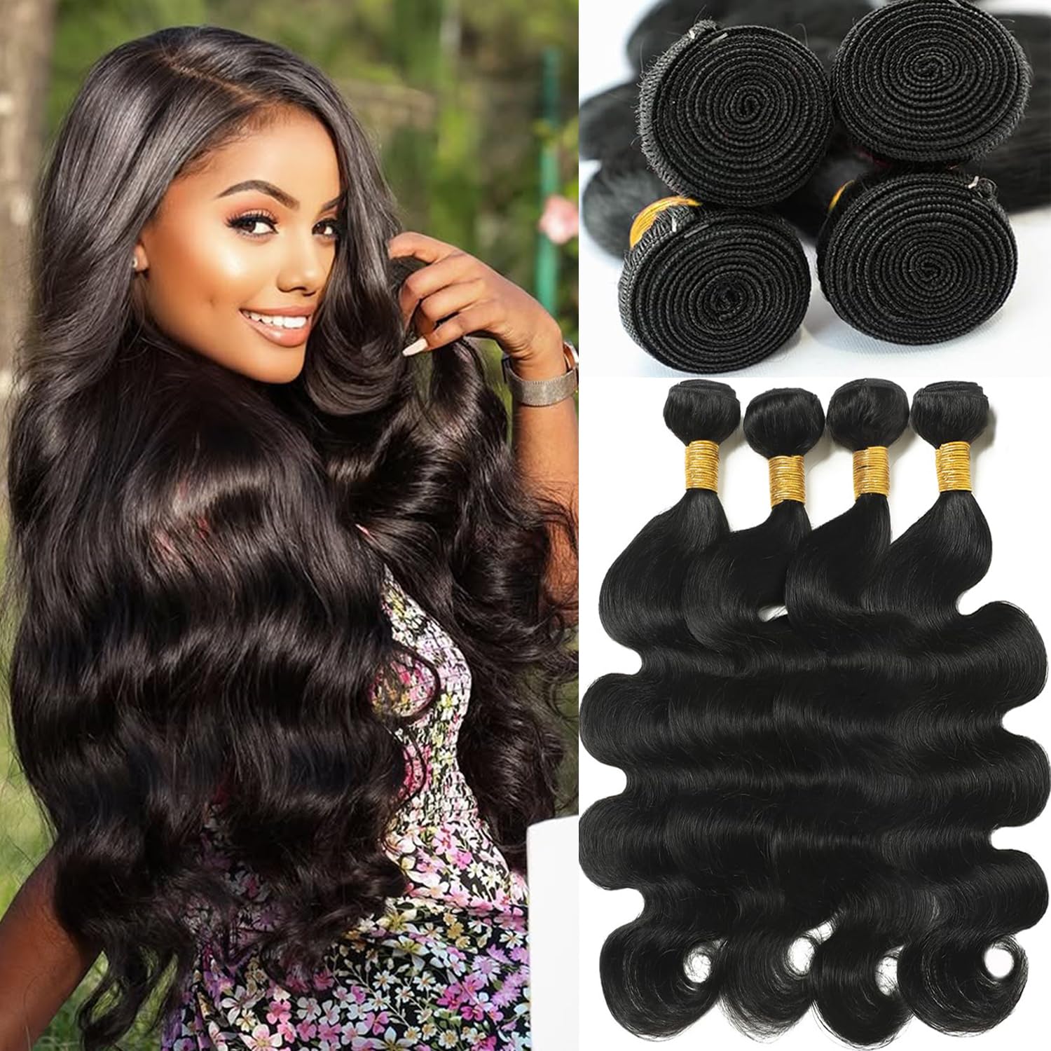 Body Wave Bundles Human Hair for Natural Black Hairstyles