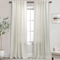 108 in Cream Beige Linen Curtains for Living Room - Semi Sheer 2