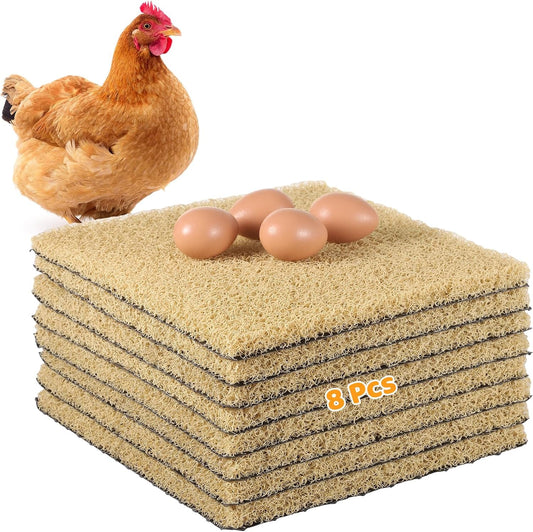 8 Pack Chicken Nesting Pads for Coop with Fake Wooden Eggs