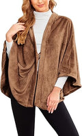 Ekouaer Flannel Faux Poncho Lightweight Blanket Shawl - Cozy TV Cape
