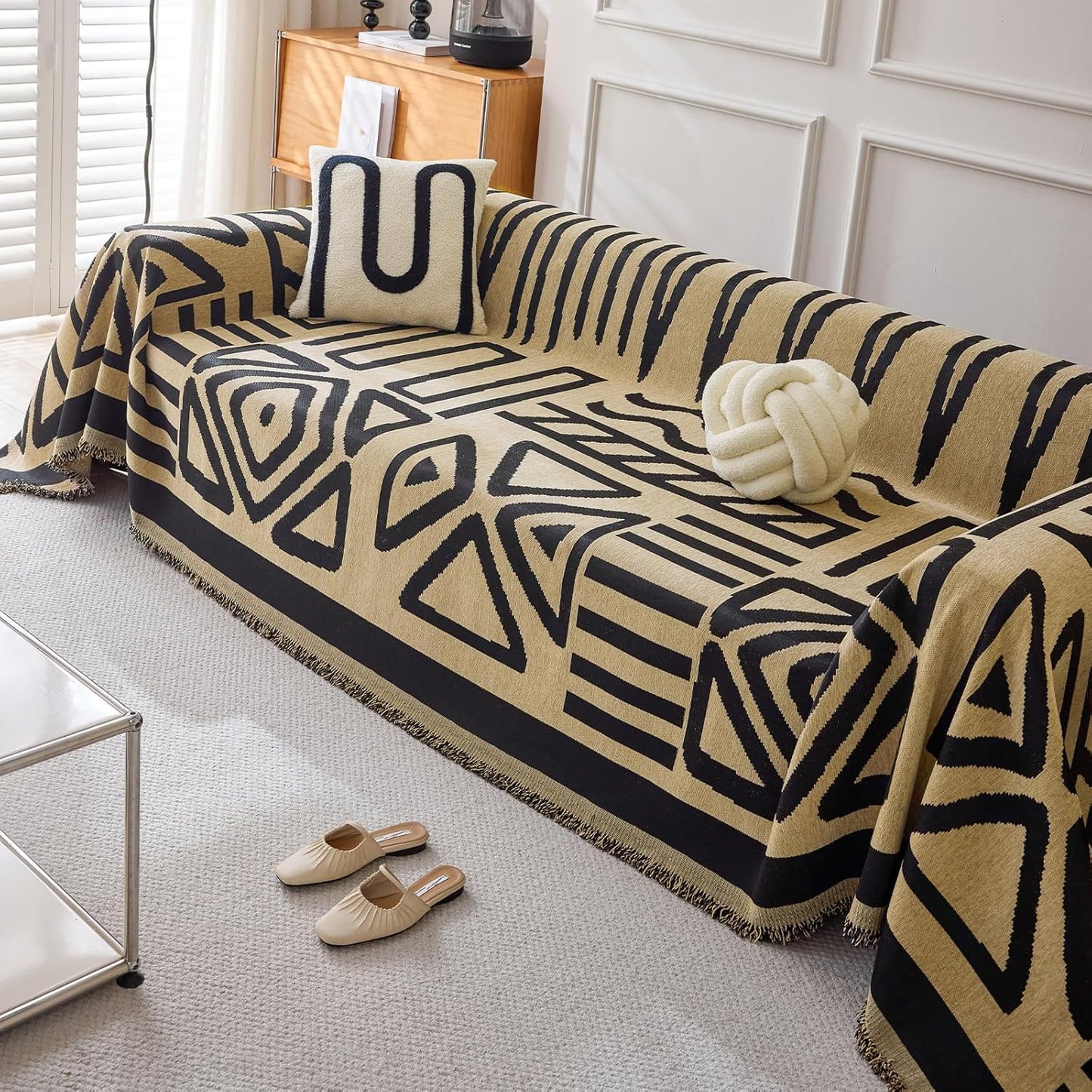 Boho Geometric Couch Covers for Sofa - Pet Friendly Chenille