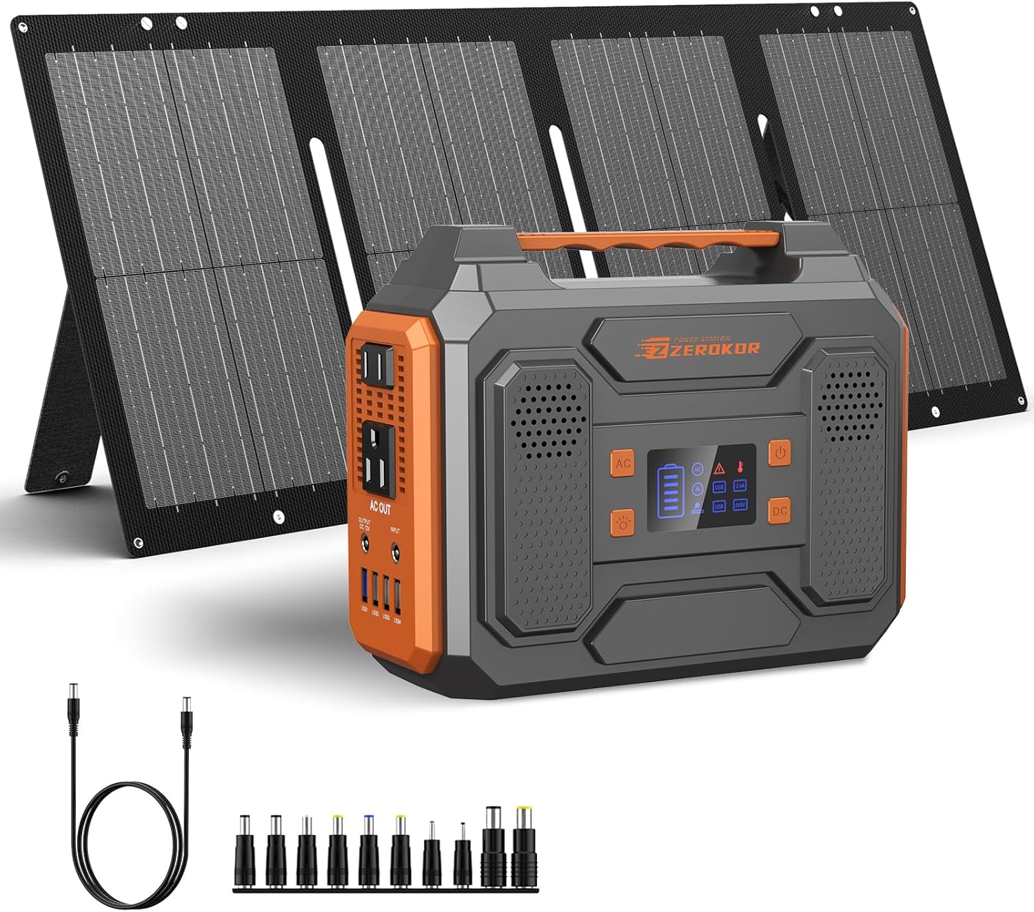 Portable Solar Generator 300W Power Station with 60W Panel