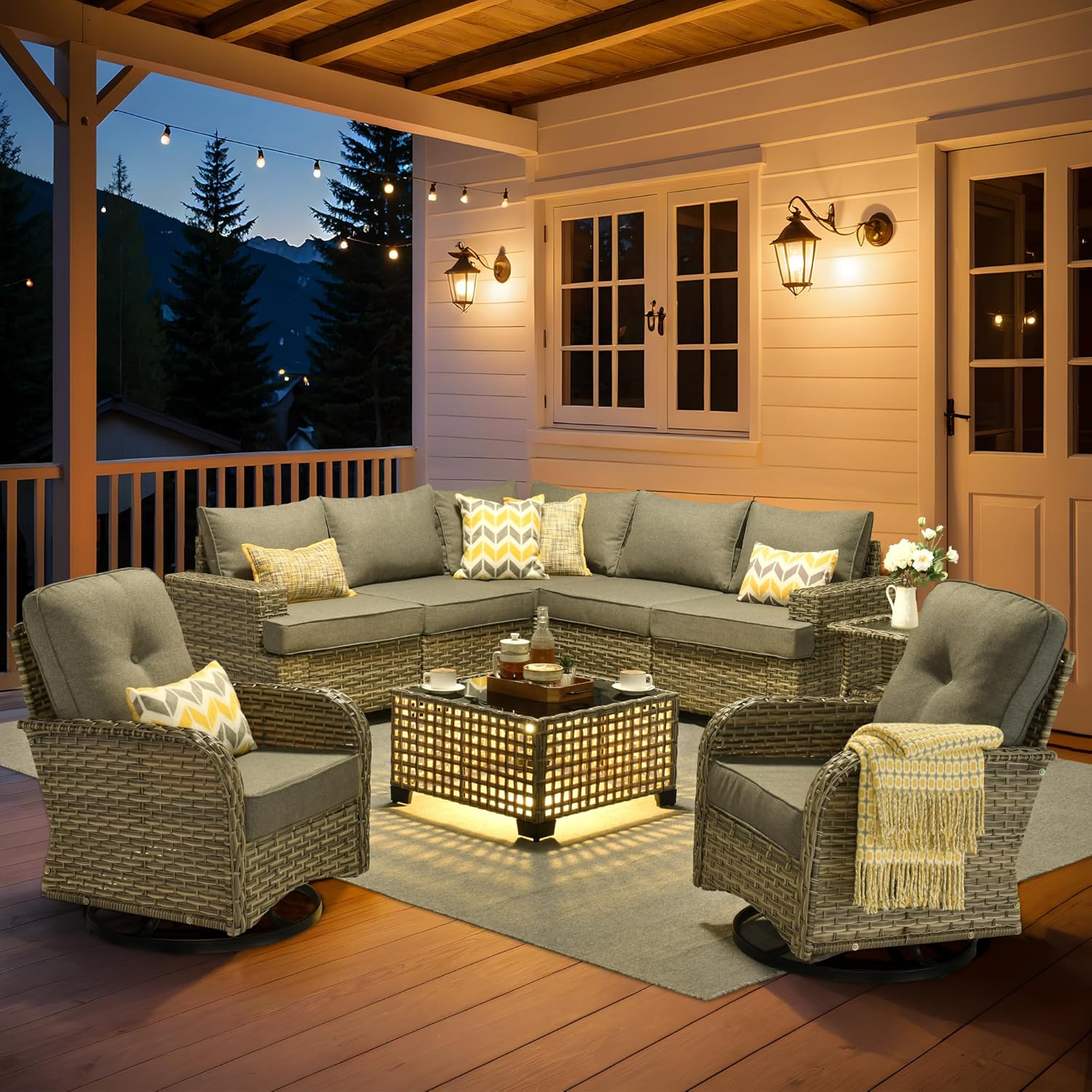 HOOOWOOO Outdoor Sectional Patio Furniture Set for Comfort