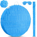 Jenaai 16 in Round Blank Pinata with Stick and Blindfold - Blue