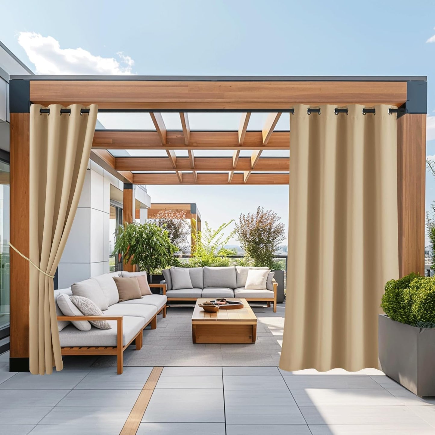 NICETOWN Outdoor Curtains for Patio Waterproof 108in Long