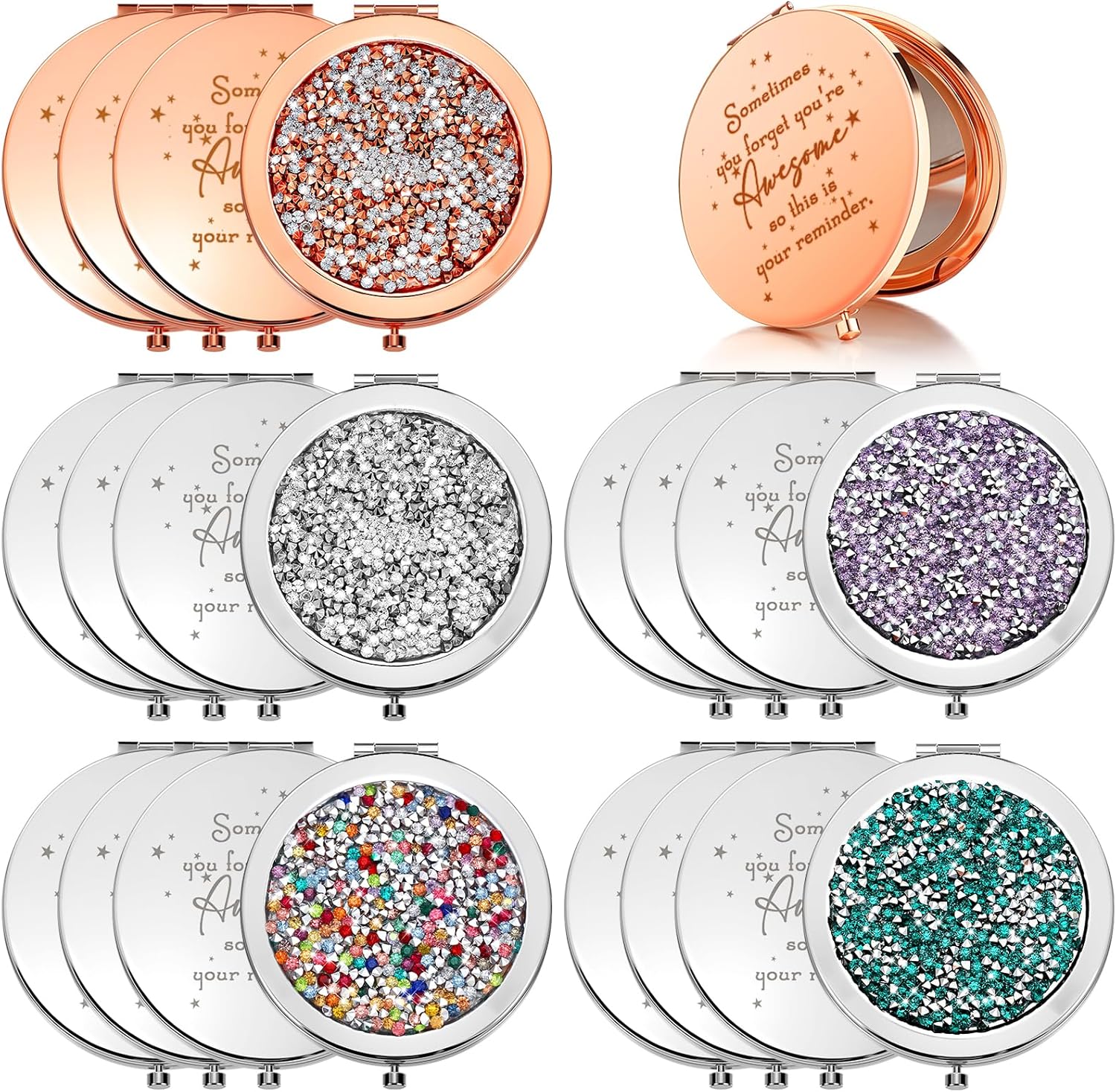 Inspirational Compact Mirror Set for Women - 20 Pcs Gift