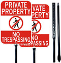 Private Property No Trespassing Sign 2 Pack with 36 in Stakes