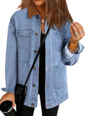 Jean Jacket Women Trendy Fall Fashion Oversized Denim Coat - Vintage