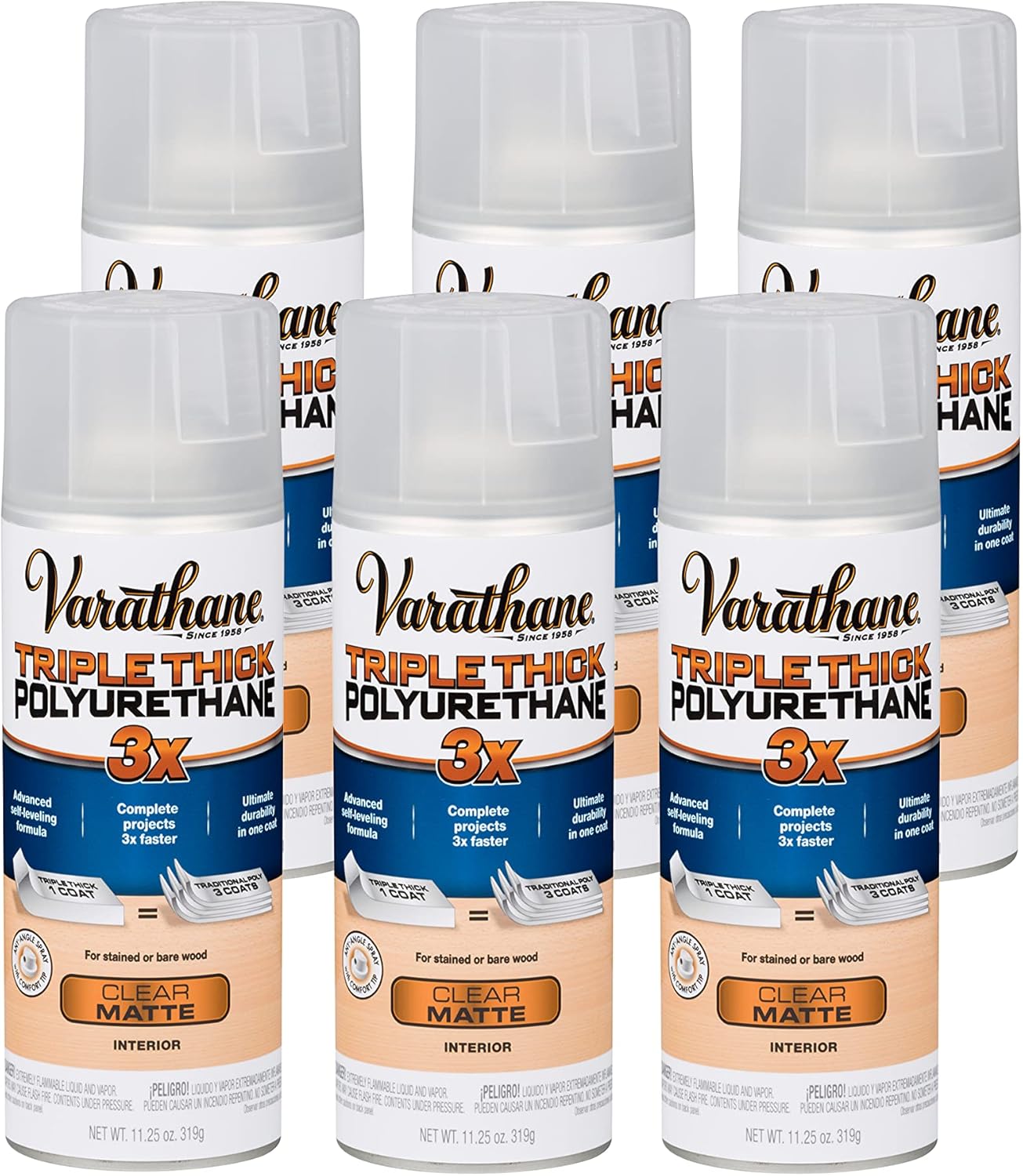Varathane Triple Thick Polyurethane Spray for Wood Finish 6 Pack