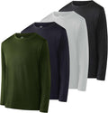 Boys Youth Dry-Fit Long-Sleeve T-Shirt 4 Pack - Active Performance